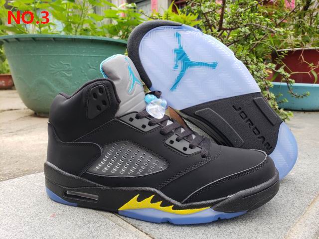 Air Jordan 5 Aqua Men Shoes Black Yellow Blue;